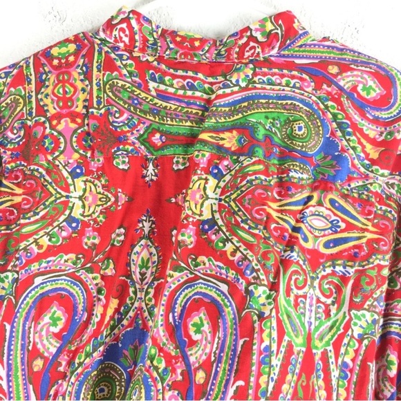 Ralph Lauren Paisley Button Shirt Plus Women Size 3X Multicolor Red - Picture 6 of 12
